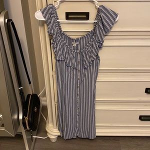 Women’s blue off the shoulder dress